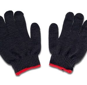 ถุงมือผ้าสีดำ ขอบแดง