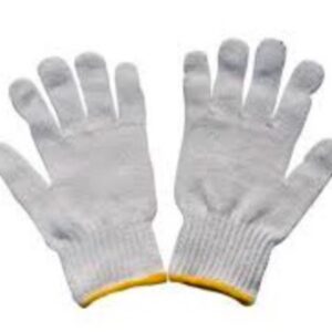 ถุงมือผ้าสีขาว ขอบเหลือง